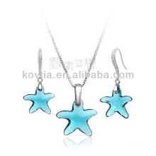 Cute cinco pontas jóia de cristal estrela set para meninas